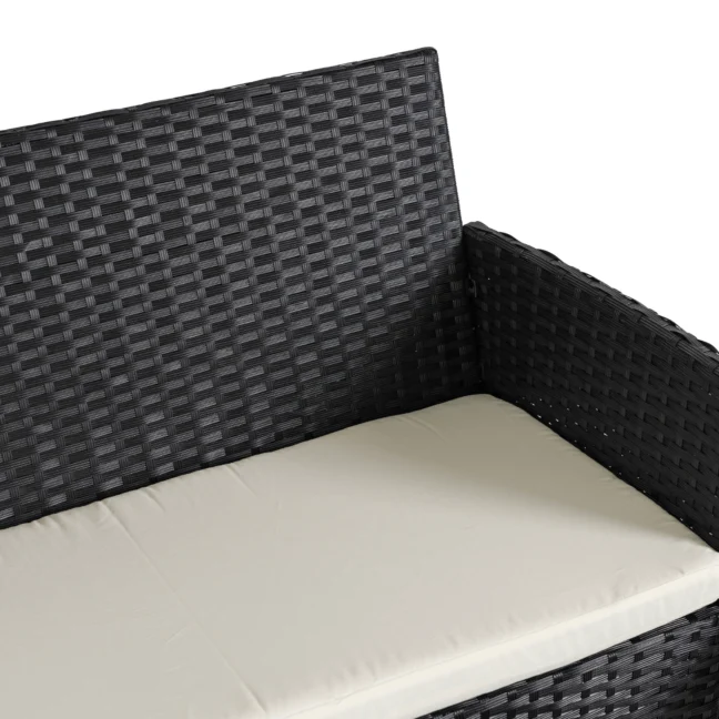 MISSISIPI kerti bútor szett, fekete/bézs párnával