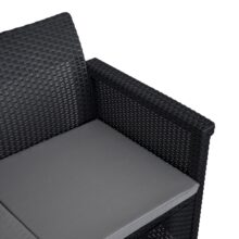 BRENTA kerti bútor szett, fekete/szürke párnával