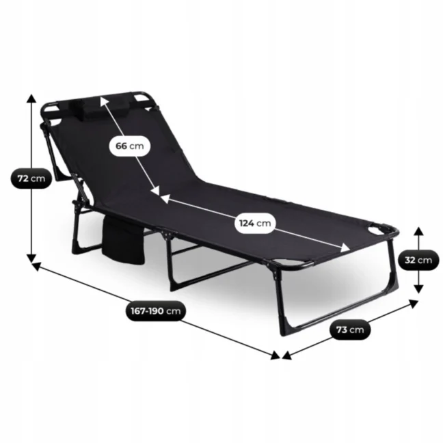 VENUS kerti dönthető napozóágy, fekete