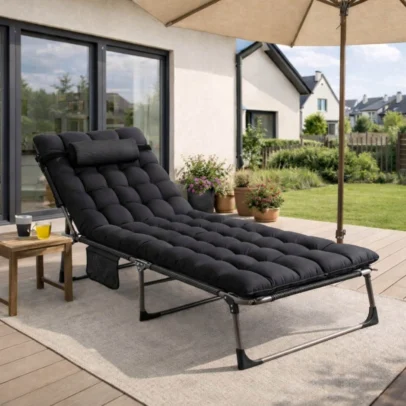 VENUS kerti dönthető napozóágy, fekete