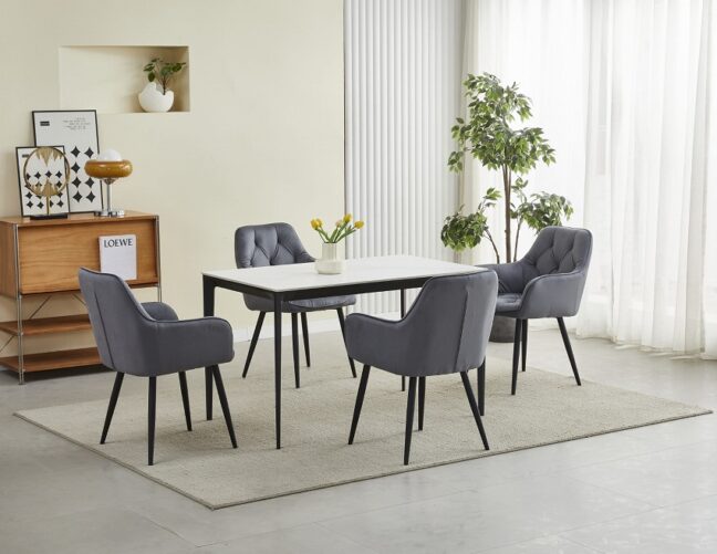 Elegáns bársony étkezőszék JORK, sötétszürke