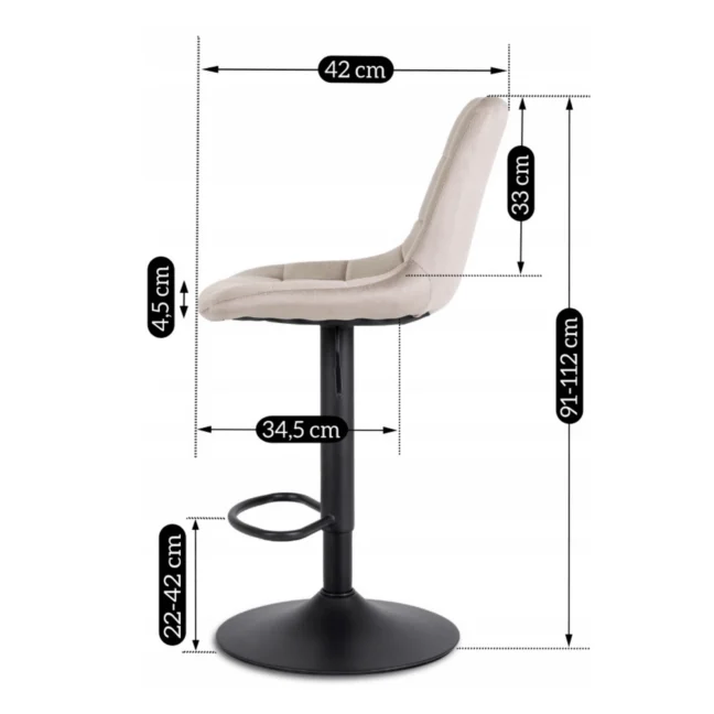 Bárszék ARCOS bézs bársony/fekete