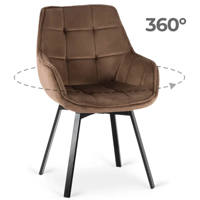 Forgó étkezőszék LUNA, barna bársony