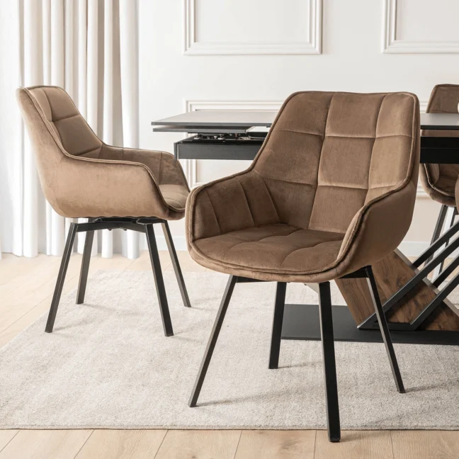 Forgó étkezőszék LUNA, barna bársony