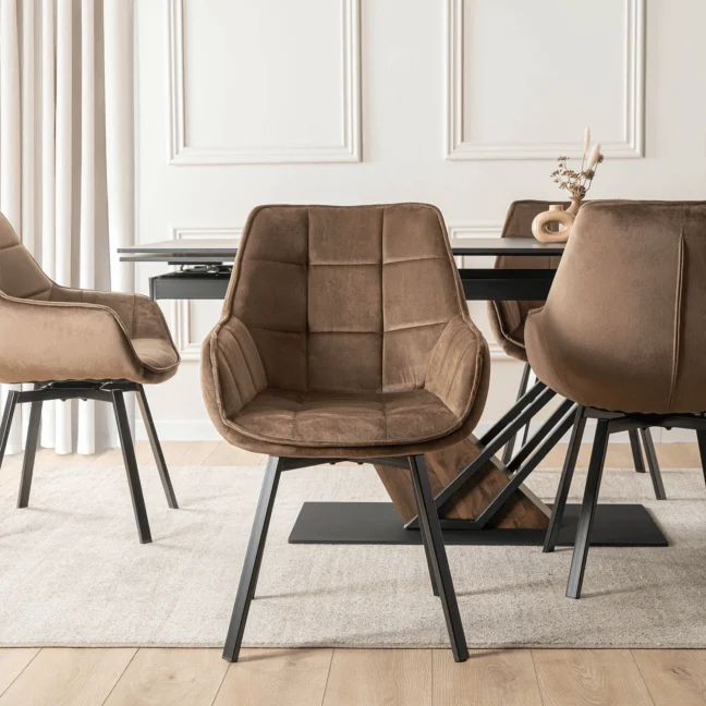 Forgó étkezőszék LUNA, barna bársony