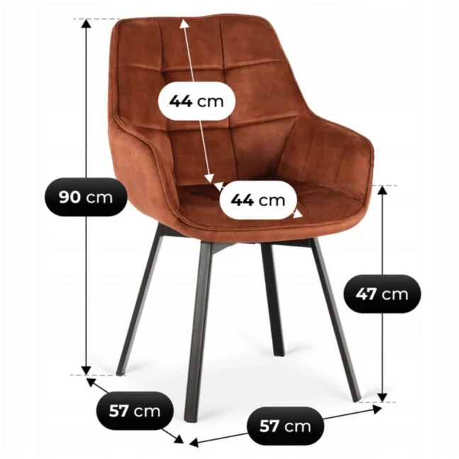 Forgó étkezőszék LUNA, rudy bársony