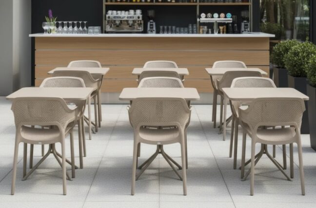 Kültéri terasz asztal PRATO 70×70, bézs