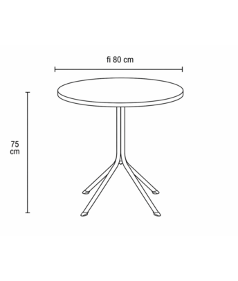 Kültéri kerek terasz asztal PRATO-R 75×80, fekete