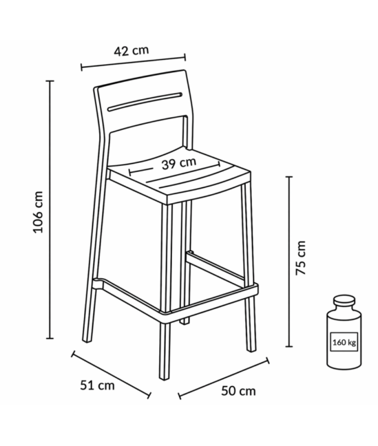 Capri Bar kültéri bárszék, bézs