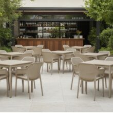 Terrazza kültéri asztal 80×80, bézs