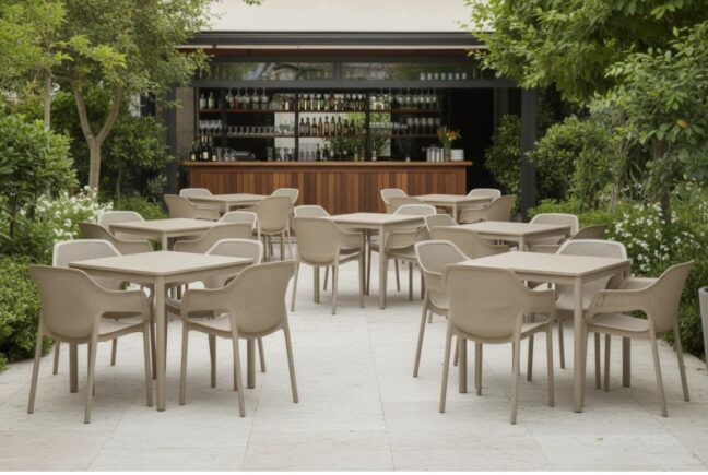 Terrazza kültéri asztal 80×80, bézs