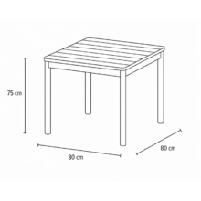 Terrazza kültéri asztal 80×80, sötétszürke