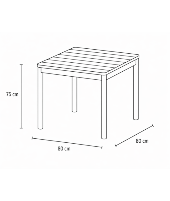 Terrazza kültéri asztal 80×80, sötétszürke