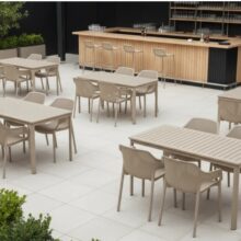 Terrazza kültéri asztal 140×85, bézs