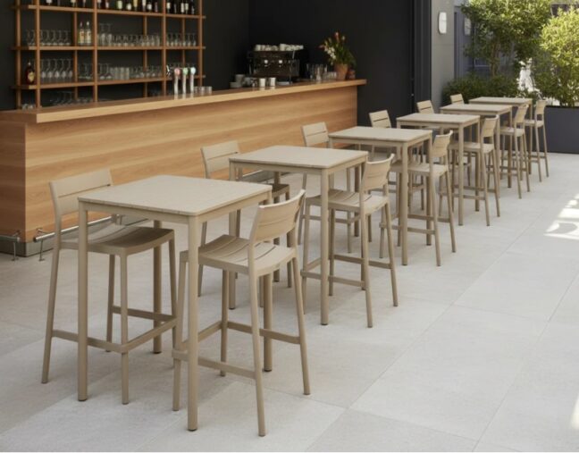 Terrazza Bar 80×80 bárasztal, bézs