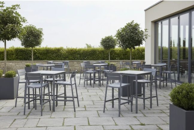 Terrazza Bar 80×80 bárasztal, sötétszürke