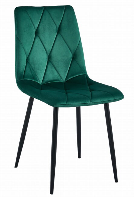 Étkezőasztal szett: Tessa 120×60 artisan tölgy/fekete lábak + 4 db DORA szék sötétzöld/fekete lábbal