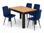 Étkezőasztal szett: NP 120×80 cm craft tölgy/fekete + 4 db DORA szék sötétkék/fekete láb