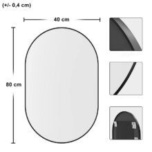 Ovális tükör 80 × 40 cm – fekete loft stílusban
