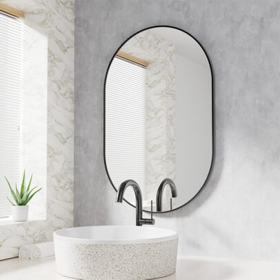 Ovális tükör 80 × 40 cm – fekete loft stílusban