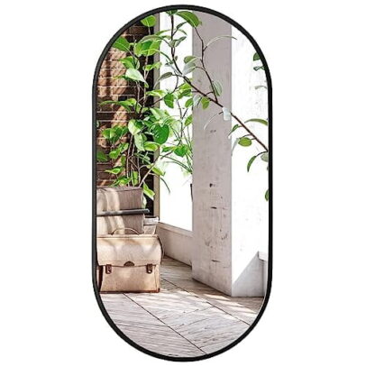 Ovális tükör 80 × 40 cm – fekete loft stílusban
