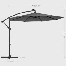 Napernyő LED világítással 300 cm – szürke