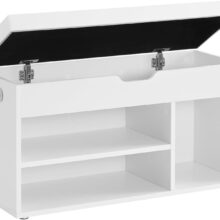 Cipőtartó pad tárolórekesszel, 80 cm – fehér