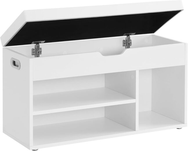 Cipőtartó pad tárolórekesszel, 80 cm – fehér