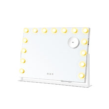 Sminktükör LED világítással 58 × 43 cm – 15 LED izzóval, fehér