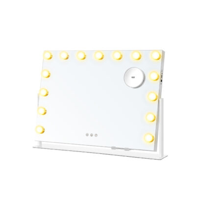 Sminktükör LED világítással 58 × 43 cm – 15 LED izzóval, fehér