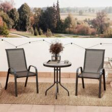 ISLAND kerti asztal szett 2 db SOFIA székkel, átlátszó/fekete