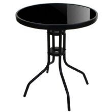 Kerti üvegasztal ISLAND Ø60 cm, fekete/fekete Kerti üvegasztal ISLAND Ø60 cm, fekete/fekete