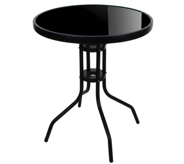 Kerti üvegasztal ISLAND Ø60 cm, fekete/fekete
