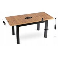 SKUBI kihúzható étkezőasztal 120-160 cm, craft tölgy/fekete
