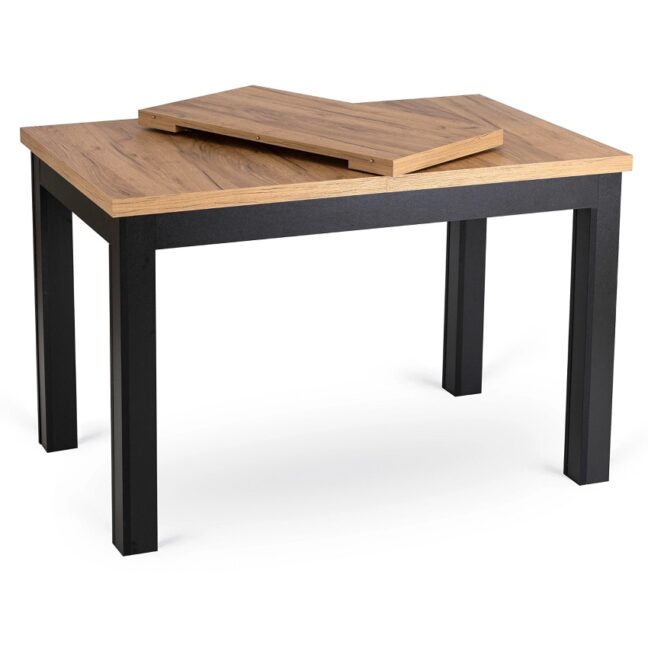 SKUBI kihúzható étkezőasztal 120-160 cm, craft tölgy/fekete