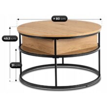 ASTUR dohányzóasztal 80 cm – arany tölgy/fekete