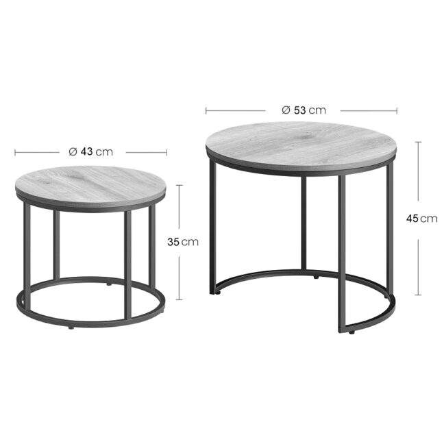 2 részes kerek dohányzóasztal szett, fehér márvány/fekete váz