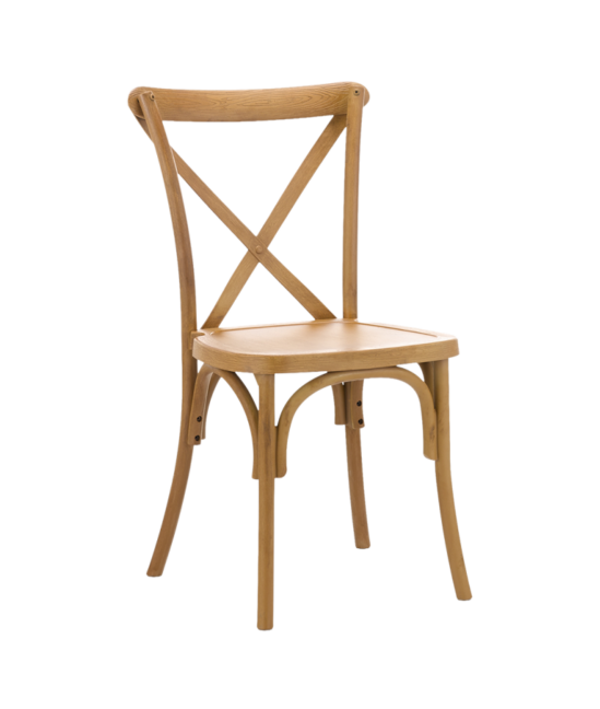 CROSS-BACK WOOD fa rendezvényszék, világos rusztikus
