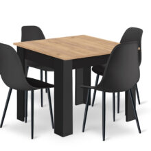 Étkezőasztal szett: NP 80×80 cm artisan tölgy/fekete + 4 db WAT szék fekete/fekete láb Étkezőasztal szett: NP 80×80 cm artisan tölgy/fekete + 4 db WAT szék fekete/fekete láb