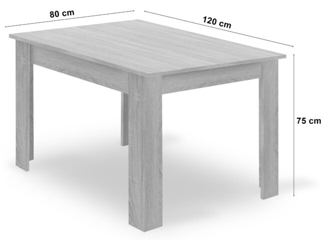 Étkezőasztal szett: NP 120×80 cm sonoma + 4 db WAT szék fehér/natúr láb