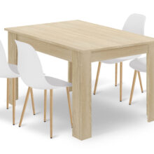 Étkezőasztal szett: NP 120×80 cm sonoma + 4 db WAT szék fehér/natúr láb Étkezőasztal szett: NP 120×80 cm sonoma + 4 db WAT szék fehér/natúr láb