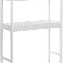 Fehér bambusz fürdőszobai polc WC vagy mosógép fölé, BTS01WT
