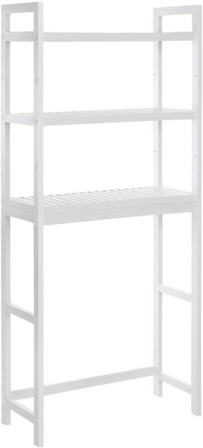 Fehér bambusz fürdőszobai polc WC vagy mosógép fölé, BTS01WT