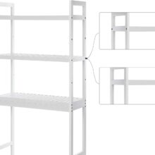 Fehér bambusz fürdőszobai polc WC vagy mosógép fölé, BTS01WT