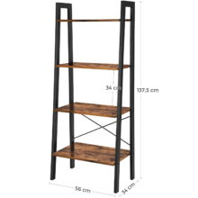 Loft stílusú 4 polcos álló könyvespolc, LLS44X