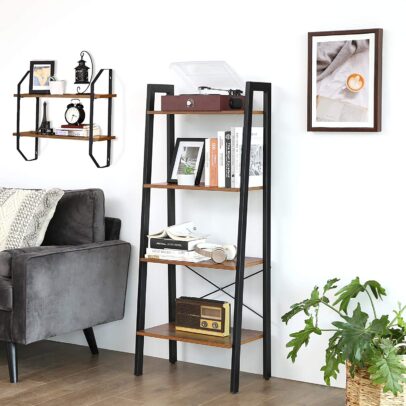 Loft stílusú 4 polcos álló könyvespolc, LLS44X
