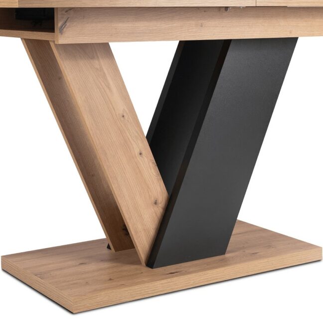 CLARK bővíthető étkezőasztal – artisan tölgy / fekete, 120–160 cm