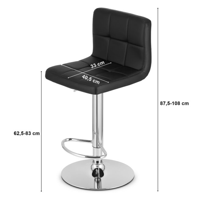 Bárszék Prot, fekete műbőr/króm