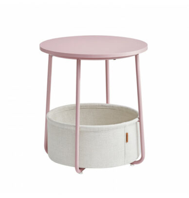 Kisasztal tároló kosárral – rózsaszín/bézs