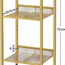 Aranyszínű fém telefonasztal üveg asztallappal
